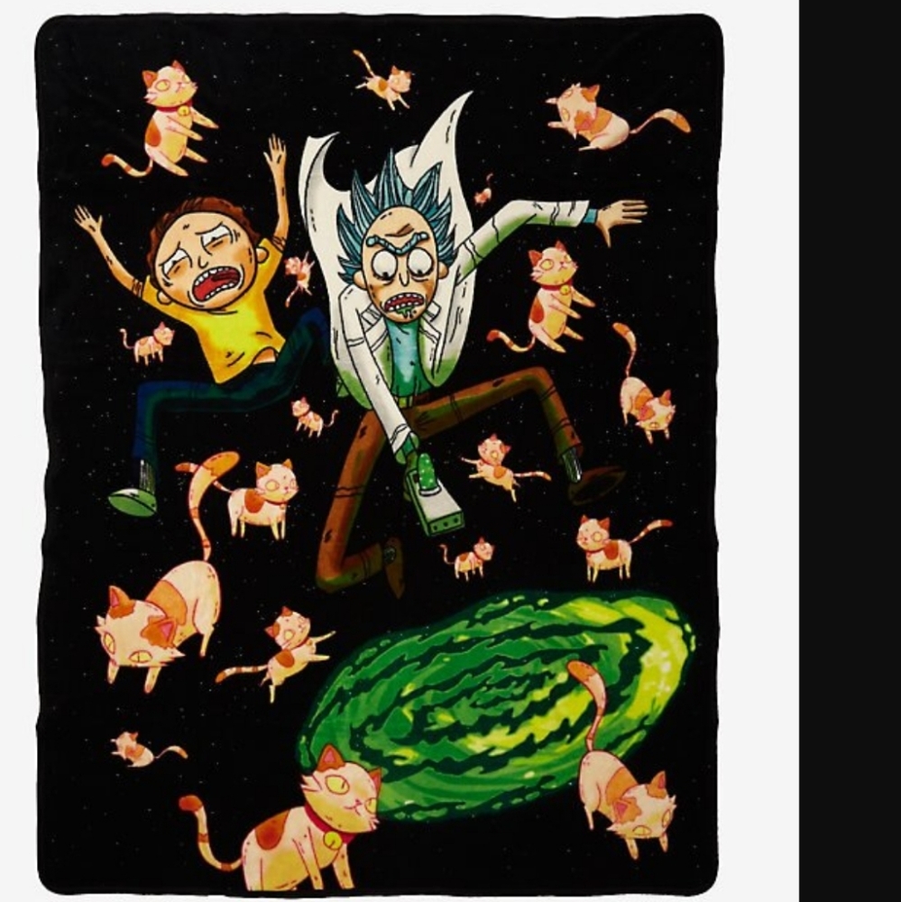 Rick & Morty Portal Gun Infinite Void Schrodinger Cat Soft 46"x60" Throw Blanket